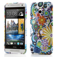 Силиконов гръб ТПУ за HTC One Mini M4 бял с шарени орнаменти